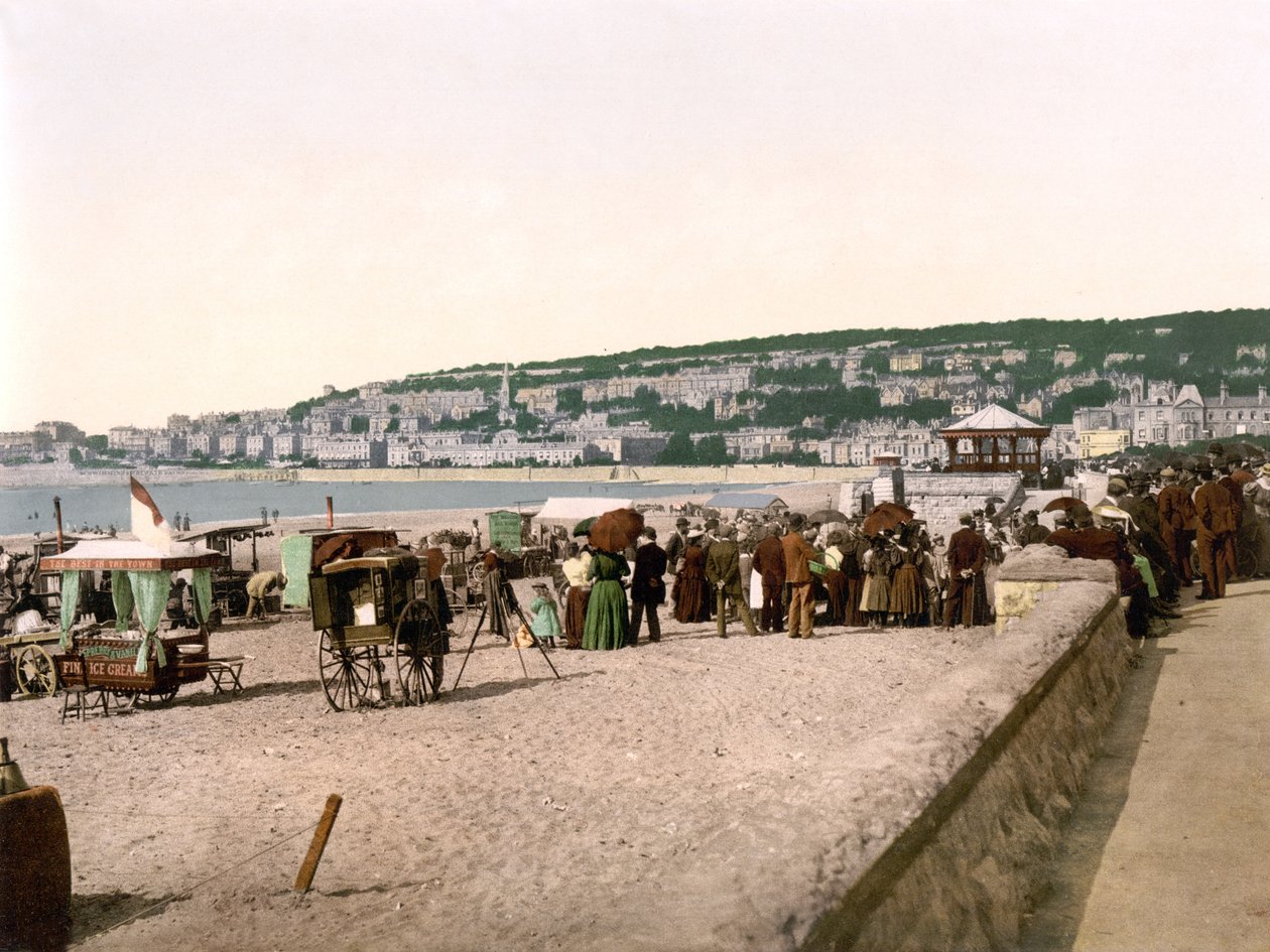 The Sands, Weston-Super-Mare (el ile renklendirilmiş fotoğraf) by English School