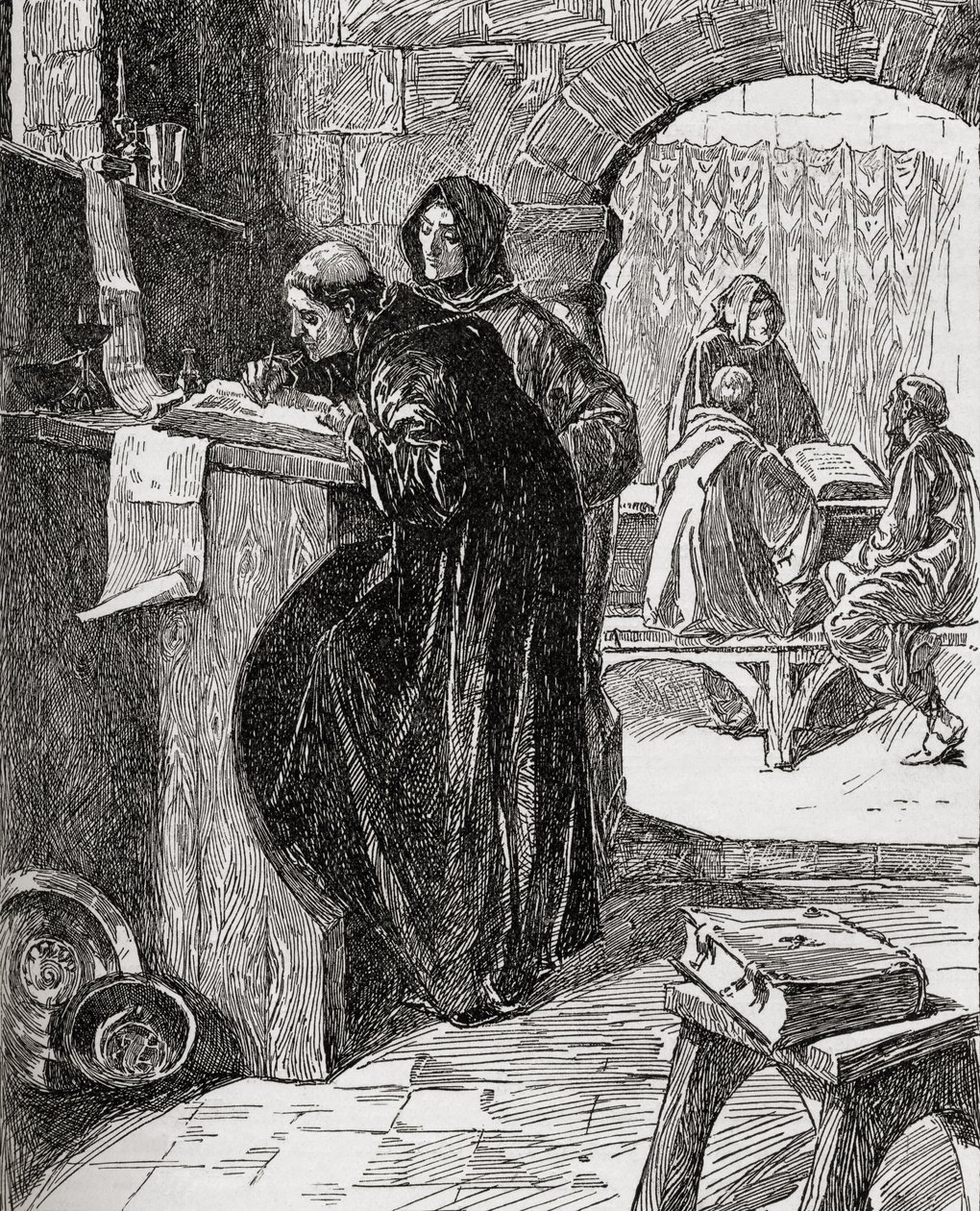 The Scriptorium of a Manastır, The Church of England: A History for the People, 1910 dolaylarında yayınlanan kitaptan by English School