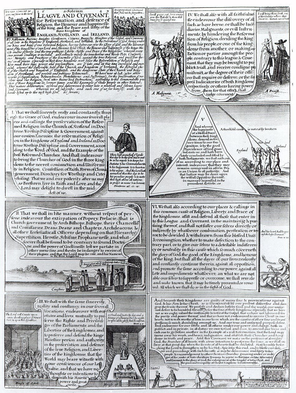 The Solemn League and Covenant of 1643, W. Hollar tarafından oyulmuş (1607-77) by English School
