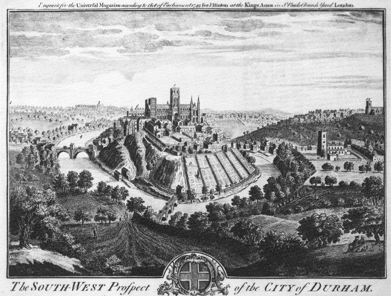 1600 dolaylarında Durham şehrinin Güney-Batı Prospect by English School