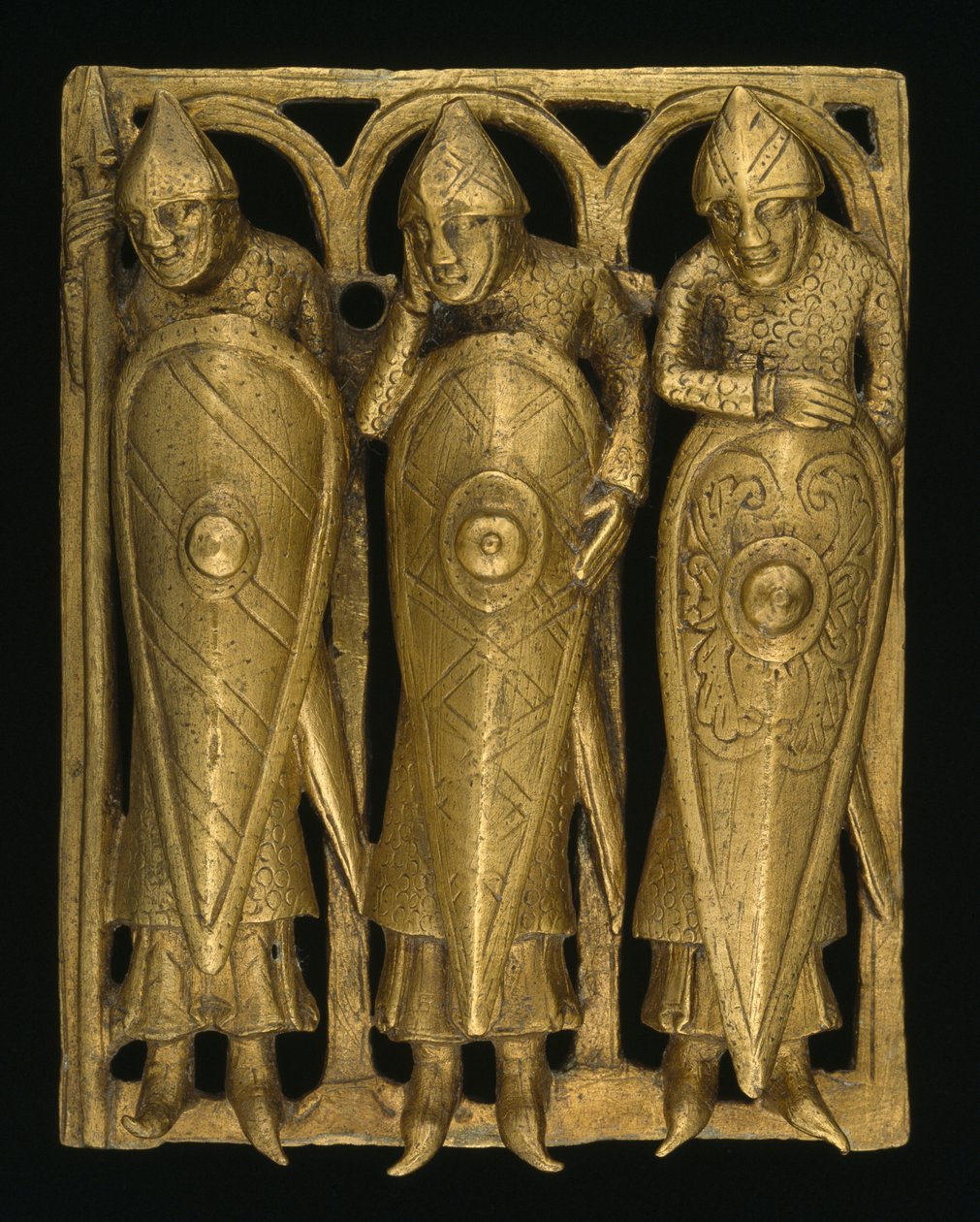 Temple Pyx, c.1140-50 (yaldızlı bakır alaşımı) by English School