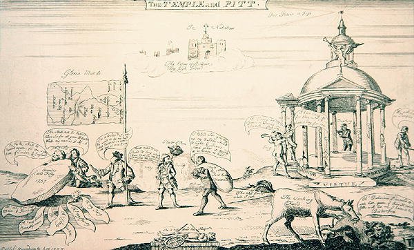 Tapınak ve Pitt (gravür) by English School