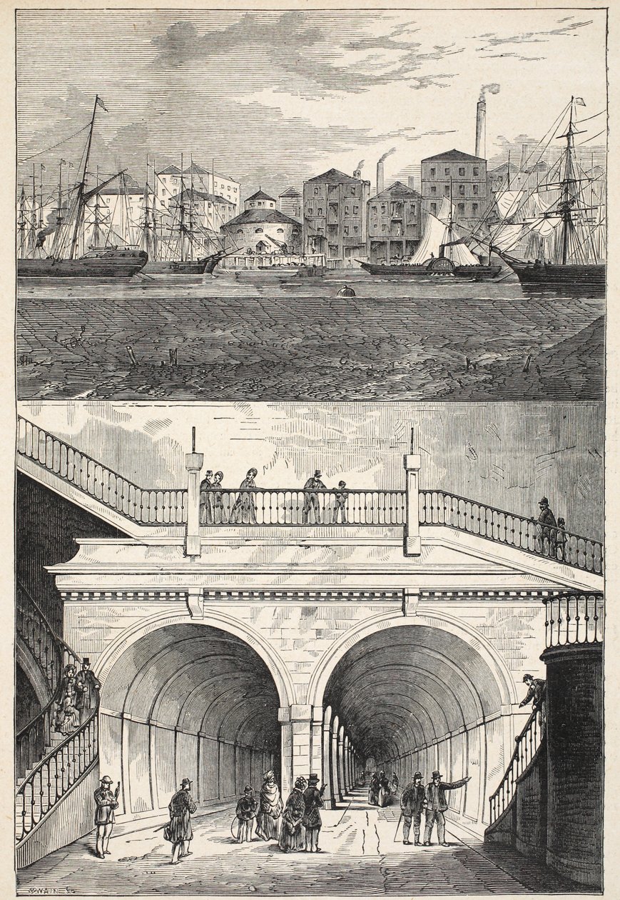 Thames Tüneli (başlangıçta trafiğe açıldığında göründüğü gibi) by English School