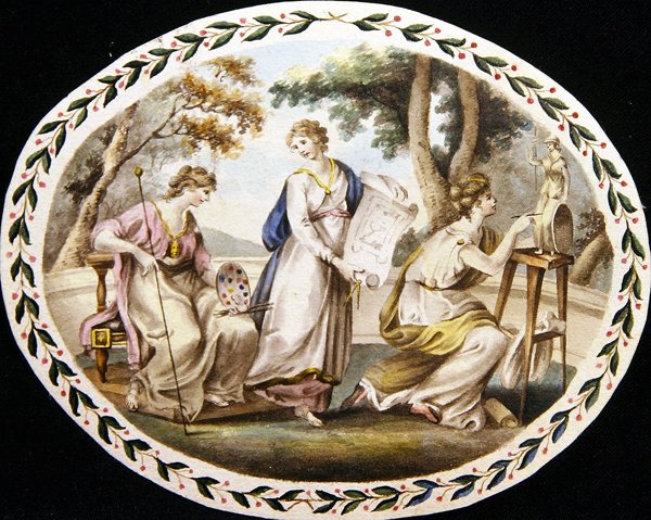 Sanatın Üç İlham Perisi, c.1790 (kağıt üzerine suluboya) by English School
