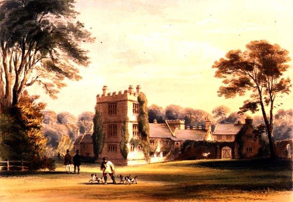 Batı Kulesi, Cotehele Evi, c.1830-40 (renkli taş) by English School