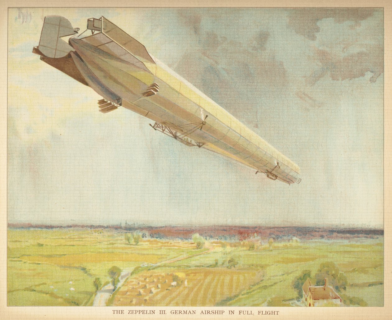 Zeplin III. Alman hava gemisi tam uçuşta. Küçük insanların hava gemileri kitabı. Londra : Ernest Nister, [1912] by English School