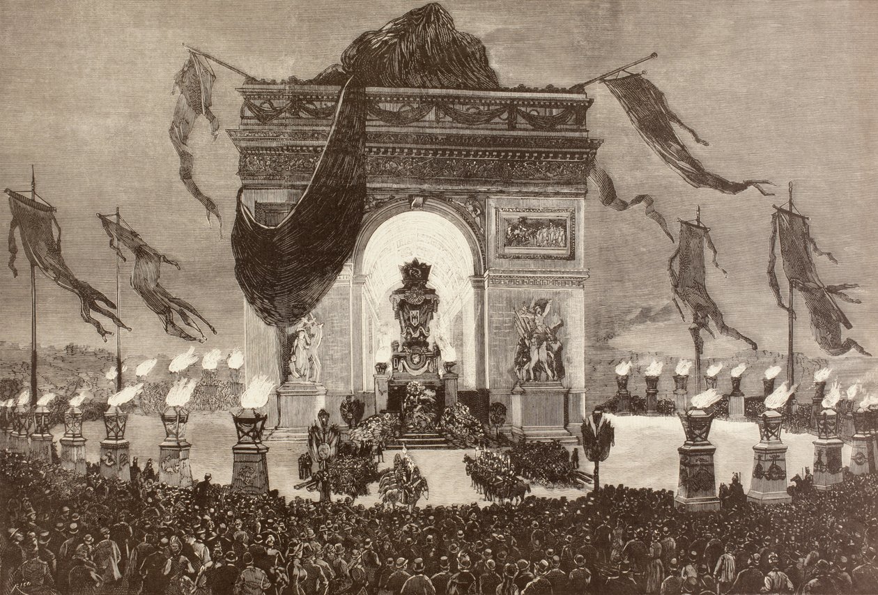 Fransız yazar Victor Hugo'nun tabutu (litho) by English School
