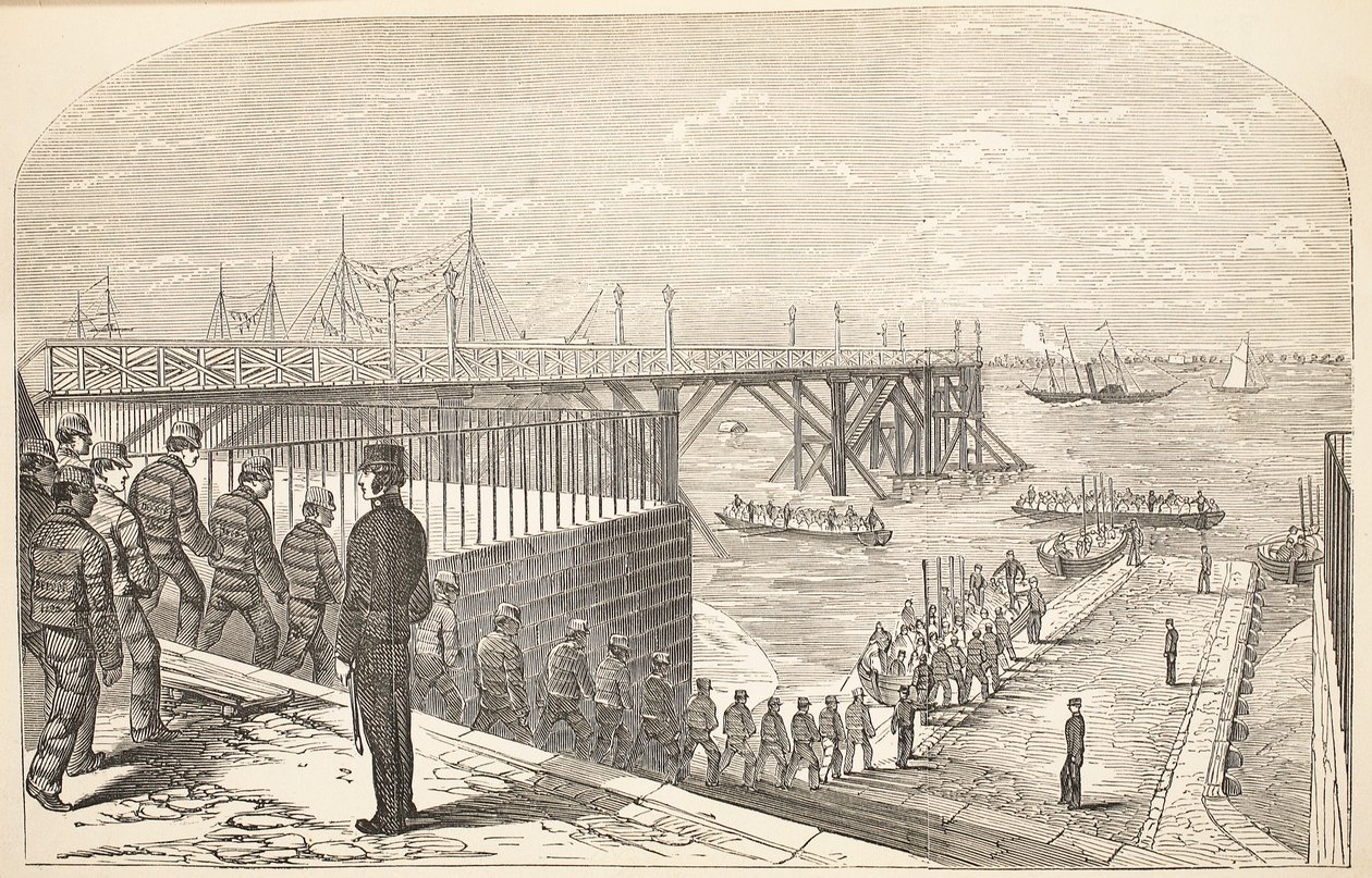 Arsenal'deki işlerinden sonra hulklara dönen hükümlüler, The Criminal Prisons of London ve Scenes from Prison Life by Henry Mayhew ve John Binny, pub. 1862 by English School