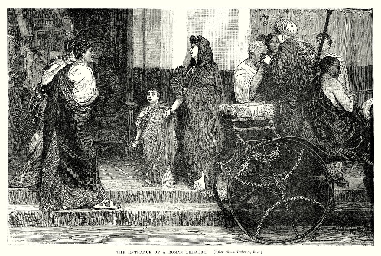 Bir Roma tiyatrosunun girişi (gravür) by English School