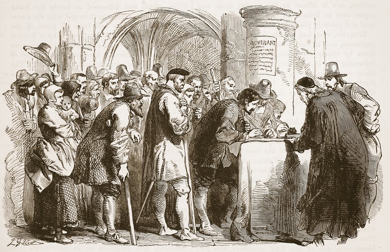 St. Giles kilisesinde Sözleşmeyi imzalayan insanlar, Edinburgh, Cassells Illustrated History of England