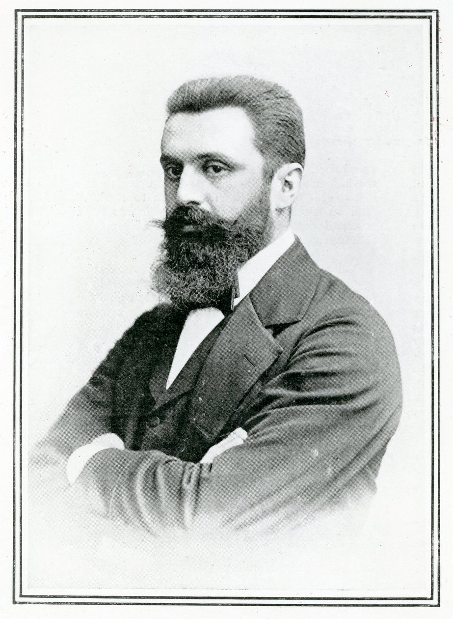 Theodor Herzl (1860-1904) (s/b fotoğraf) by English School