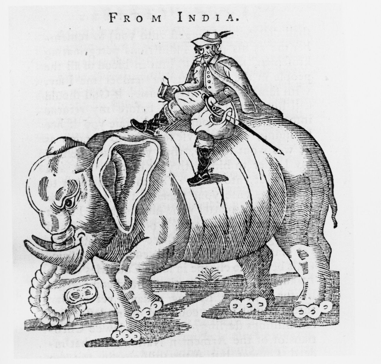 Thomas Coryate (c.1577-1617), bir fil üzerinde, Letters from India in Coryats Crudities, Cilt 3, 1776 yayınlandı by English School