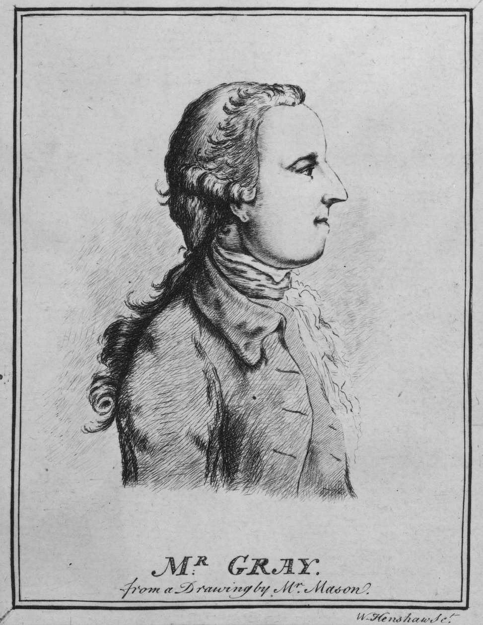 Thomas Gray, William Henshaw tarafından çizildi (kağıt üzerine kalem ve mürekkep) (bw photo) by English School