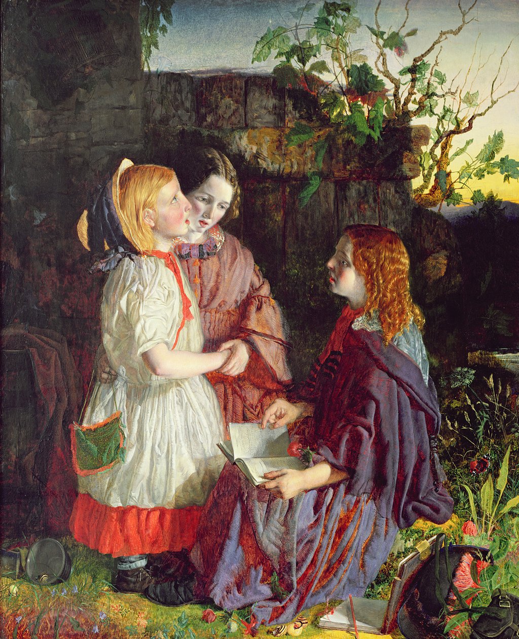 Bir Manzarada Üç Genç Kız, 1860 dolayları by English School