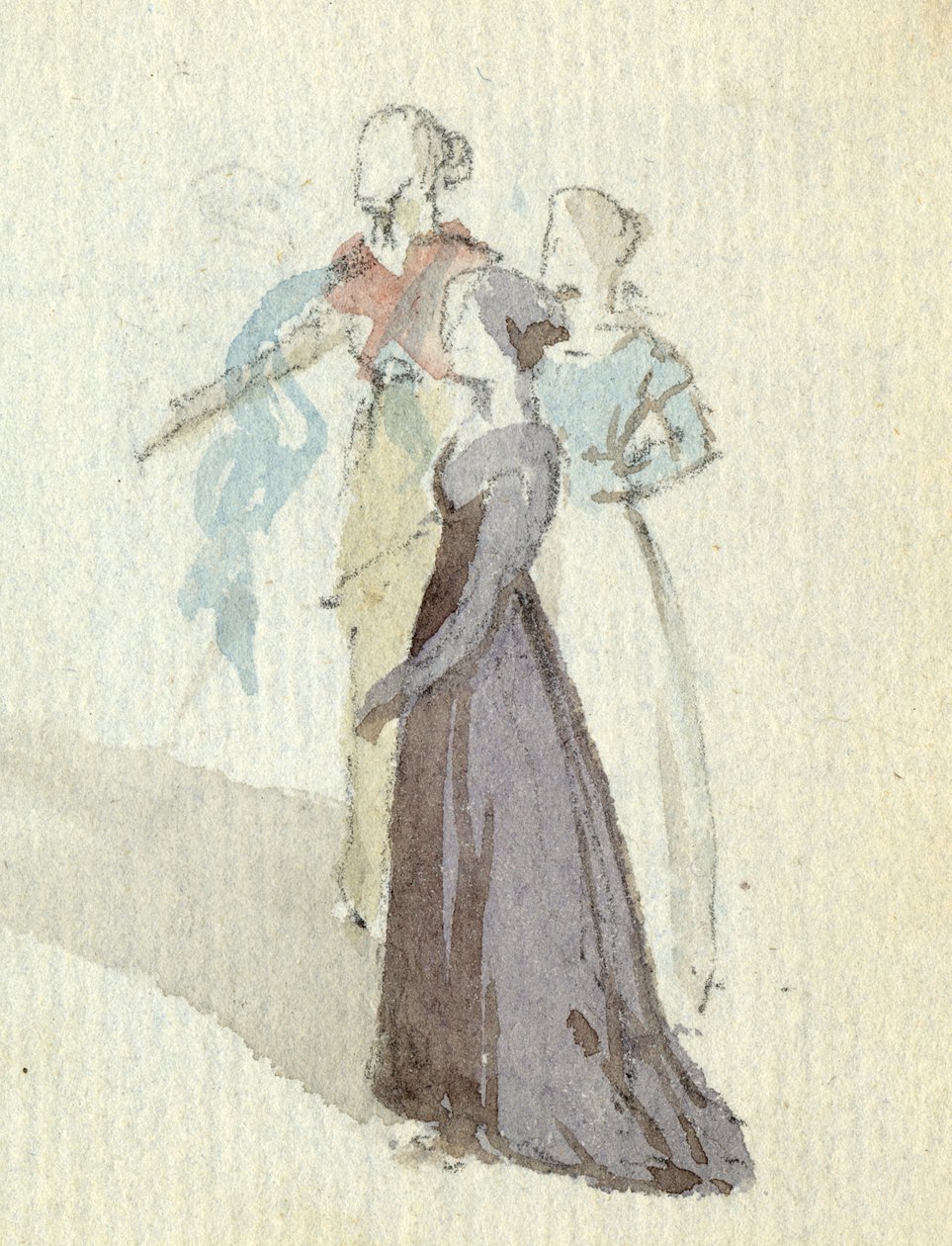 Üç kadın, c.1825 (kağıt üzerinde wc) by English School