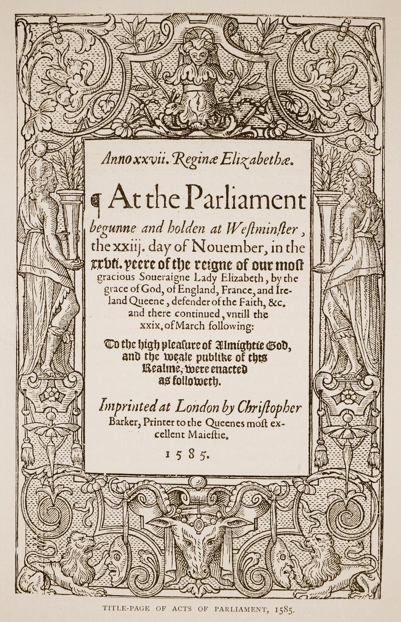 Christopher Barker (1528-99) tarafından basılan Parlamento İşleri