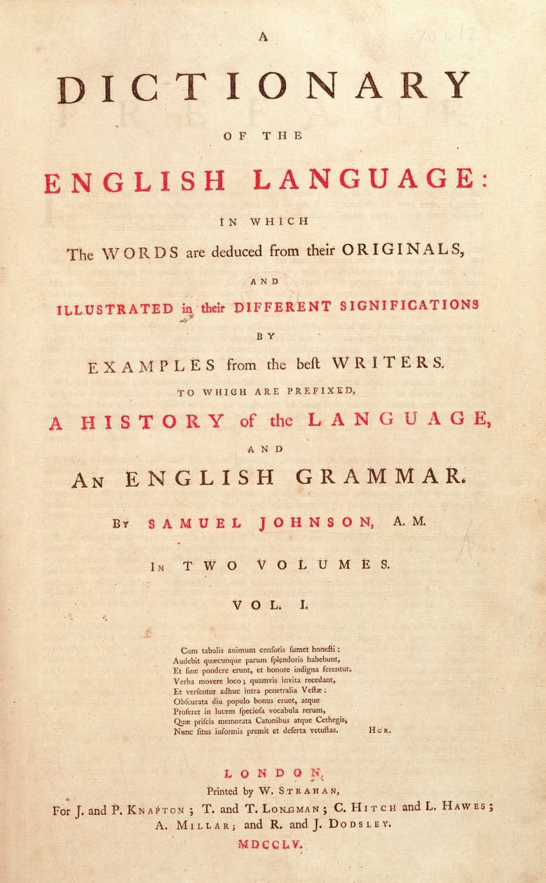 Johnsons Dictionary of the Human Language London