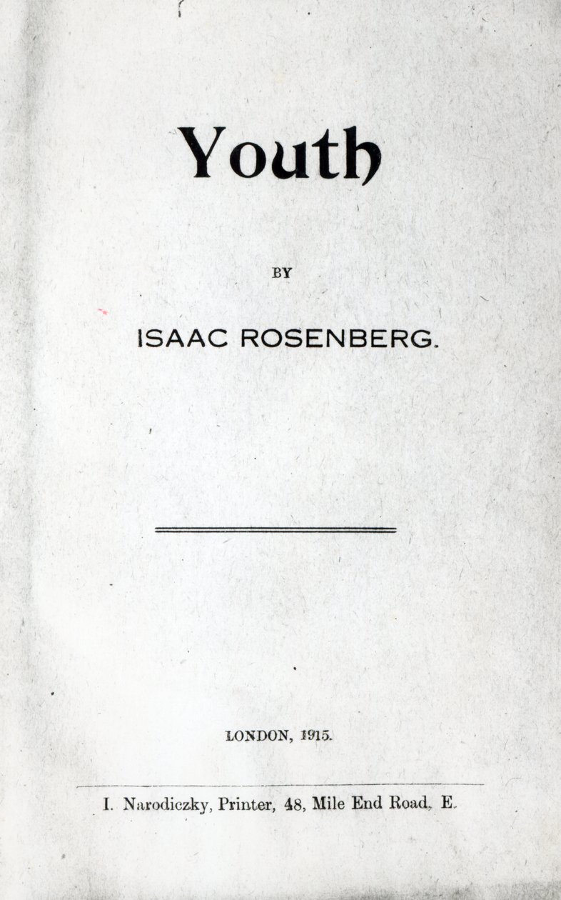 Başlık sayfası Youth, Isaac Rosenberg