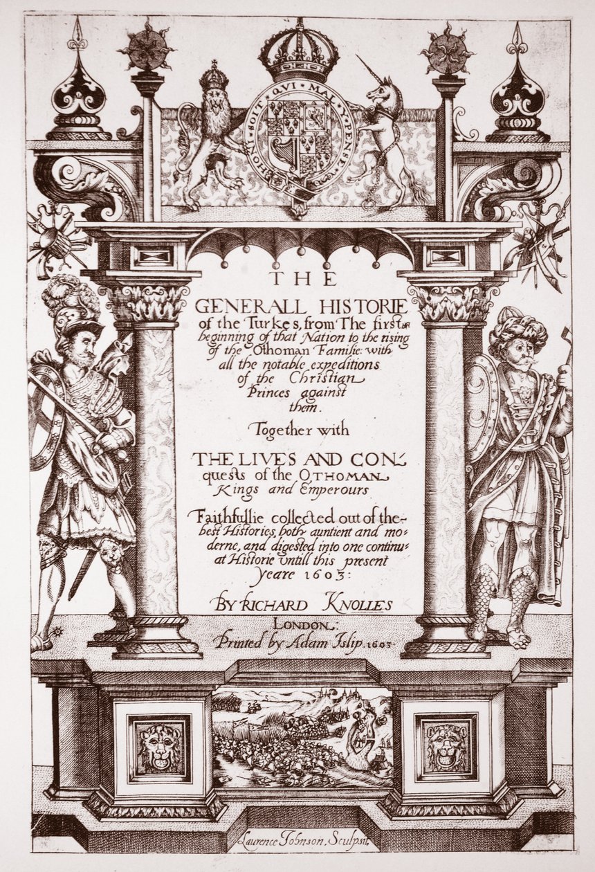 Başlık sayfası, Knolles Generall Historie of the Turks, pub. Adam Islip, 1603 by English School
