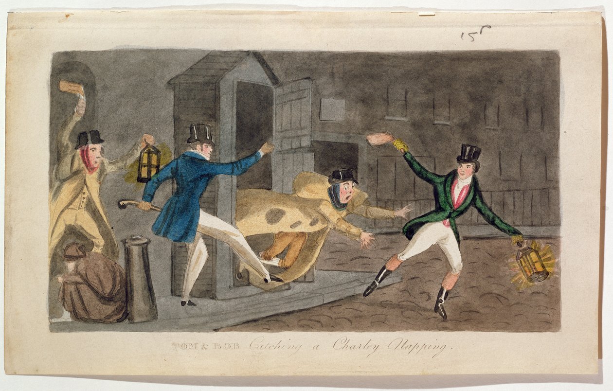 Tom ve Bob Charley Uyuklarken Yakalıyor, 1821 (aquatint) by English School