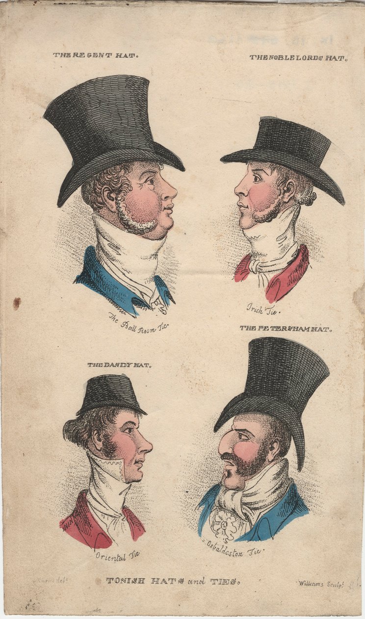 Tonish şapkalar ve kravatlar, c.1815-20 by English School
