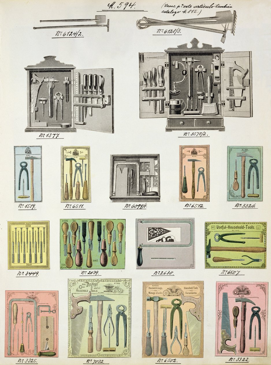 Yerli mal ve teçhizat ticaret kataloğundan alet ve alet kutuları, c.1890-1910 by English School