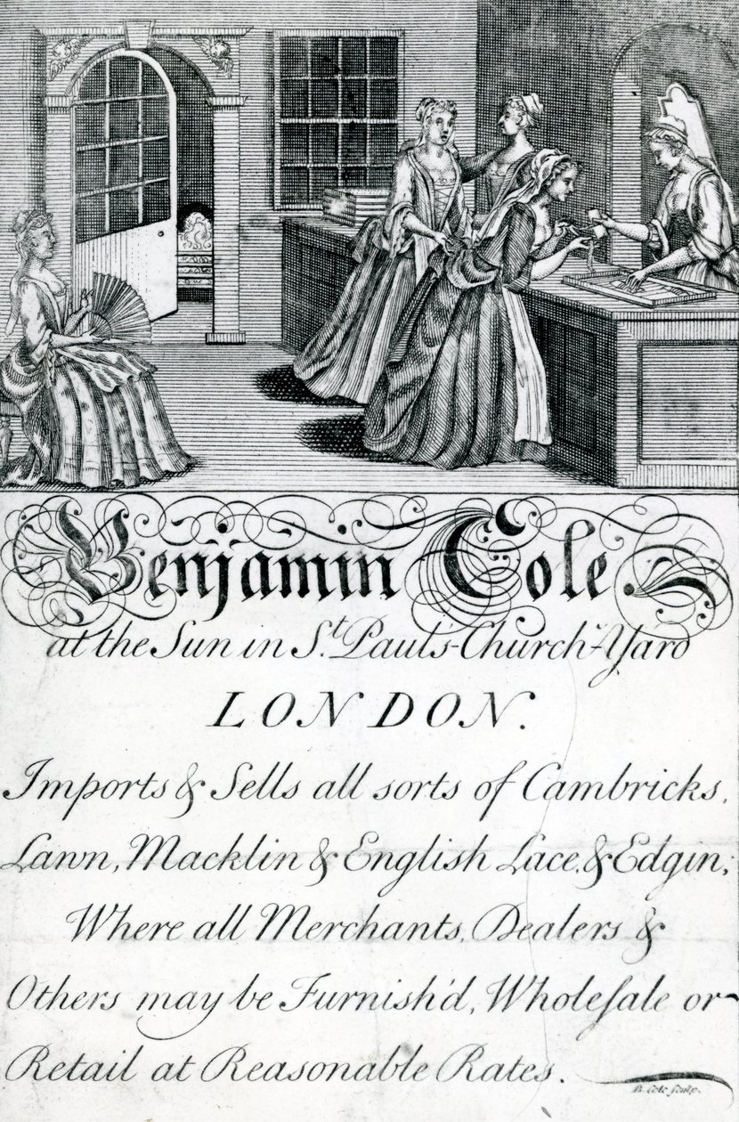 Ticaret Kartı, Benjamin Cole, Londra tüccarı (gravür) by English School