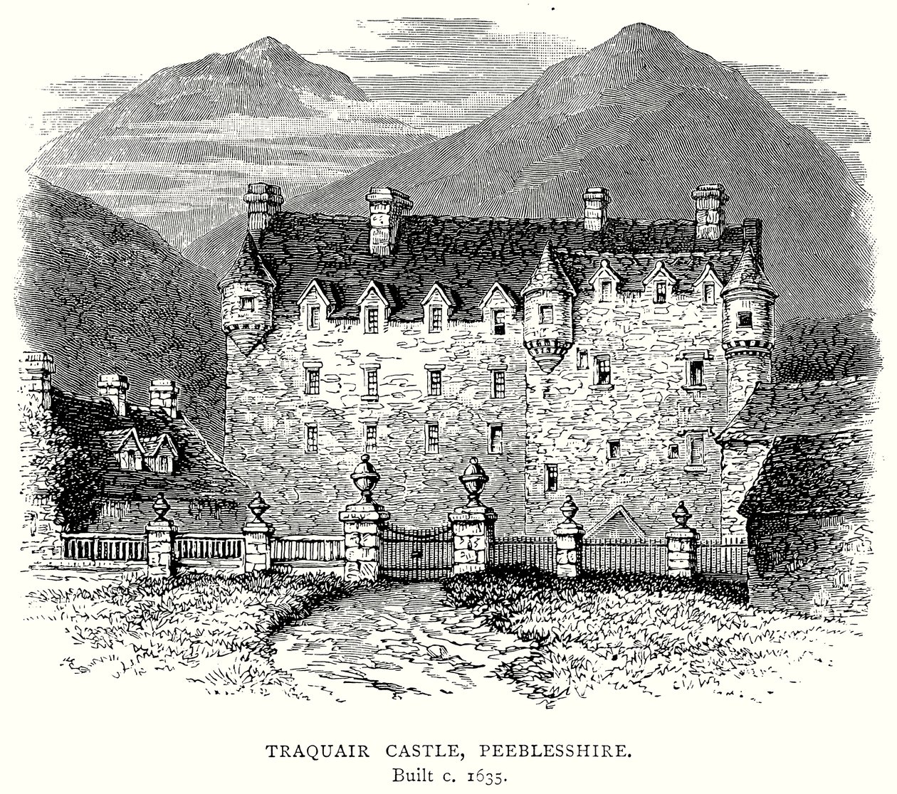 Traquair Kalesi, Peeblesshire (gravür) by English School