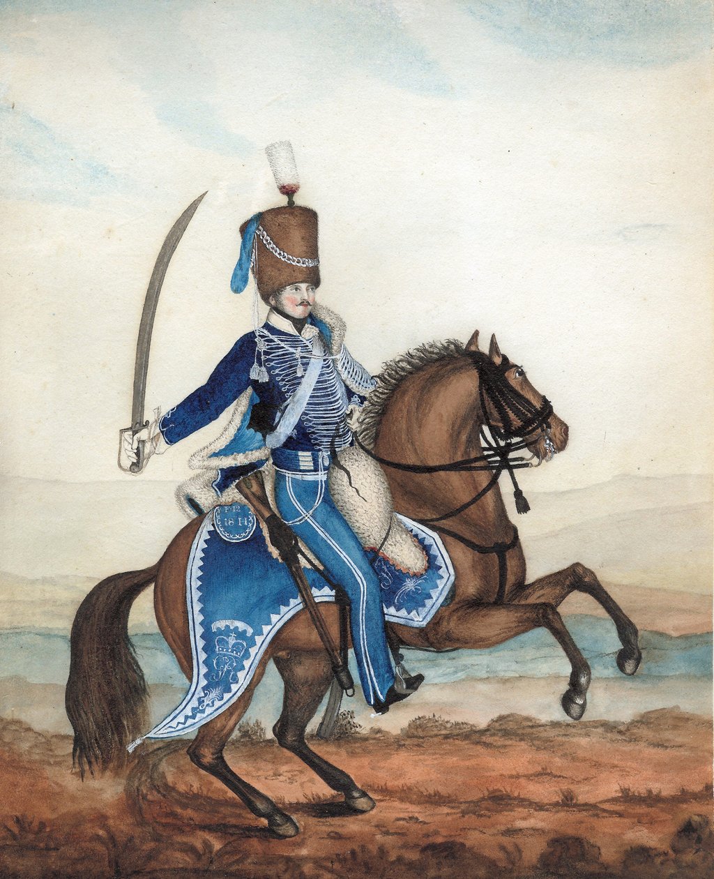 18. Hussars Trooper, c.1815 (kağıt üzerinde wc) by English School