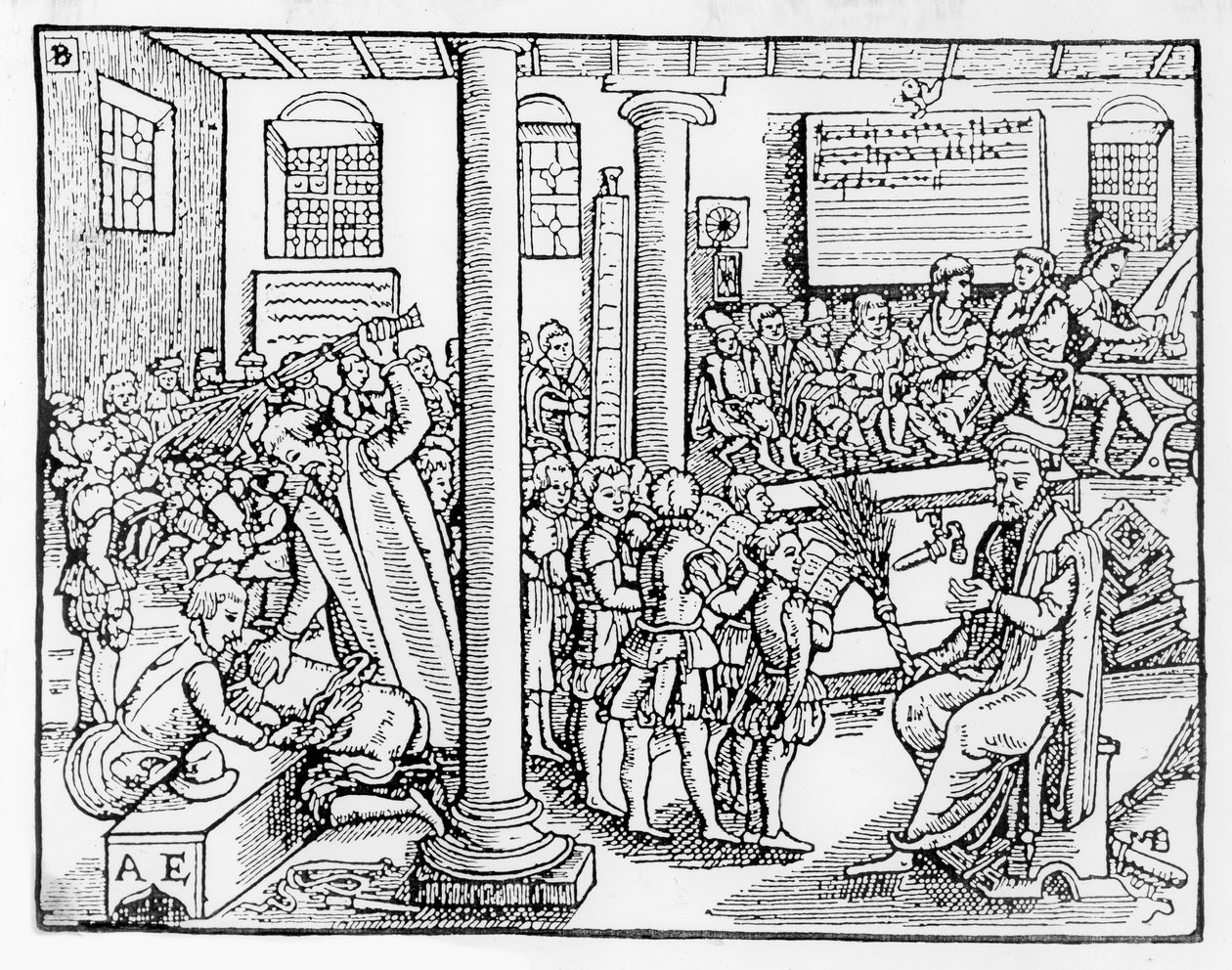 Tudor dilbilgisi okulu (tahta baskı) by English School