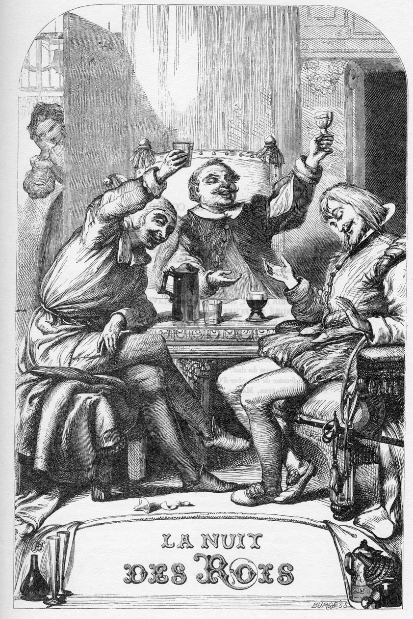 Onikinci Gece, Ya da ne yapacaksın - İllüstrasyon “” William Shakespeare tarafından tamamlandı” 1866 - Bu baskının çizimleri ve genel biçimi Cassell'in Londra'da yayınlanan resimli Shakespeare'inden ödünç alınmıştır. by English School