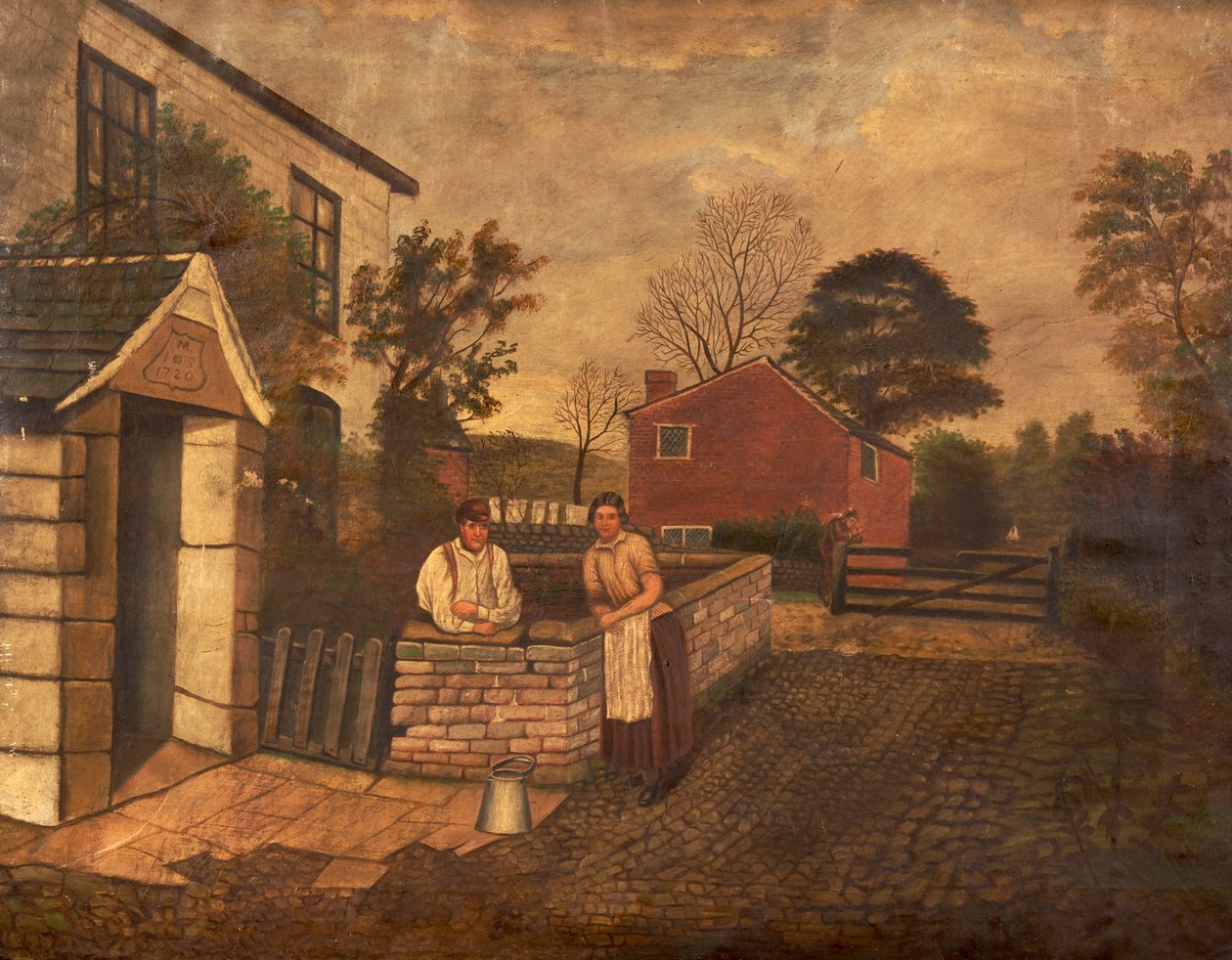 İsimsiz (1720 tarihli bir Kulübenin dışında üç figür), 1830-70 dolayları by English School