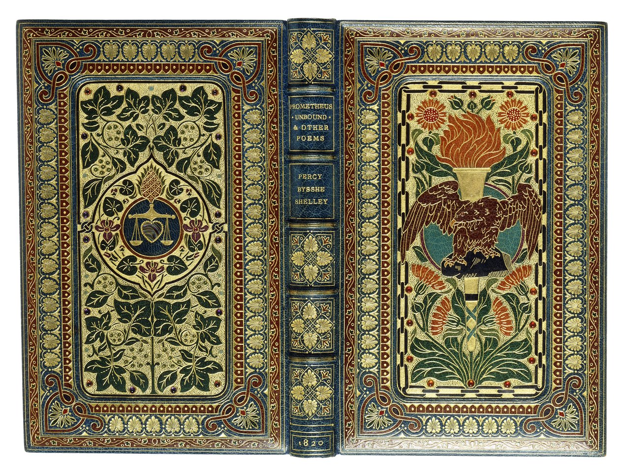 Alt ve üst kapaklar, kartal, meşale, kalp, pul ve çiçek desenli, 1820 by English School