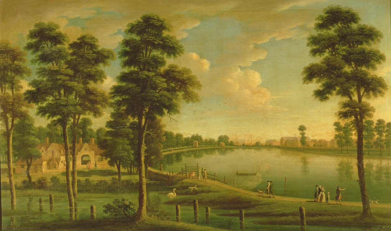 Chelsea Rezervuarı ve Su İşleri, Westminster Manastırı ile Uzakta, c.1725 by English School
