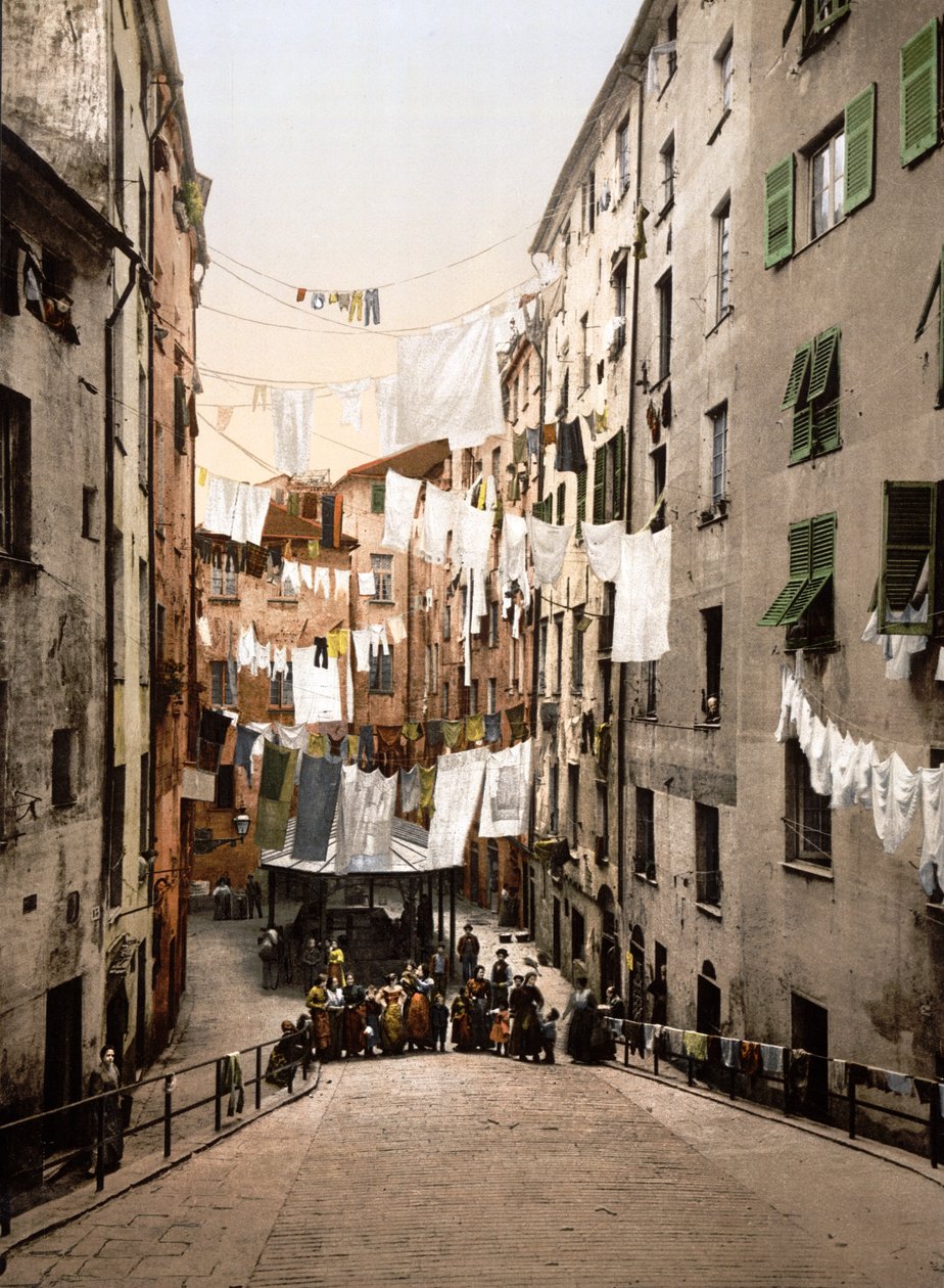 Cenova manzarası (el ile renklendirilmiş fotoğraf) by English School