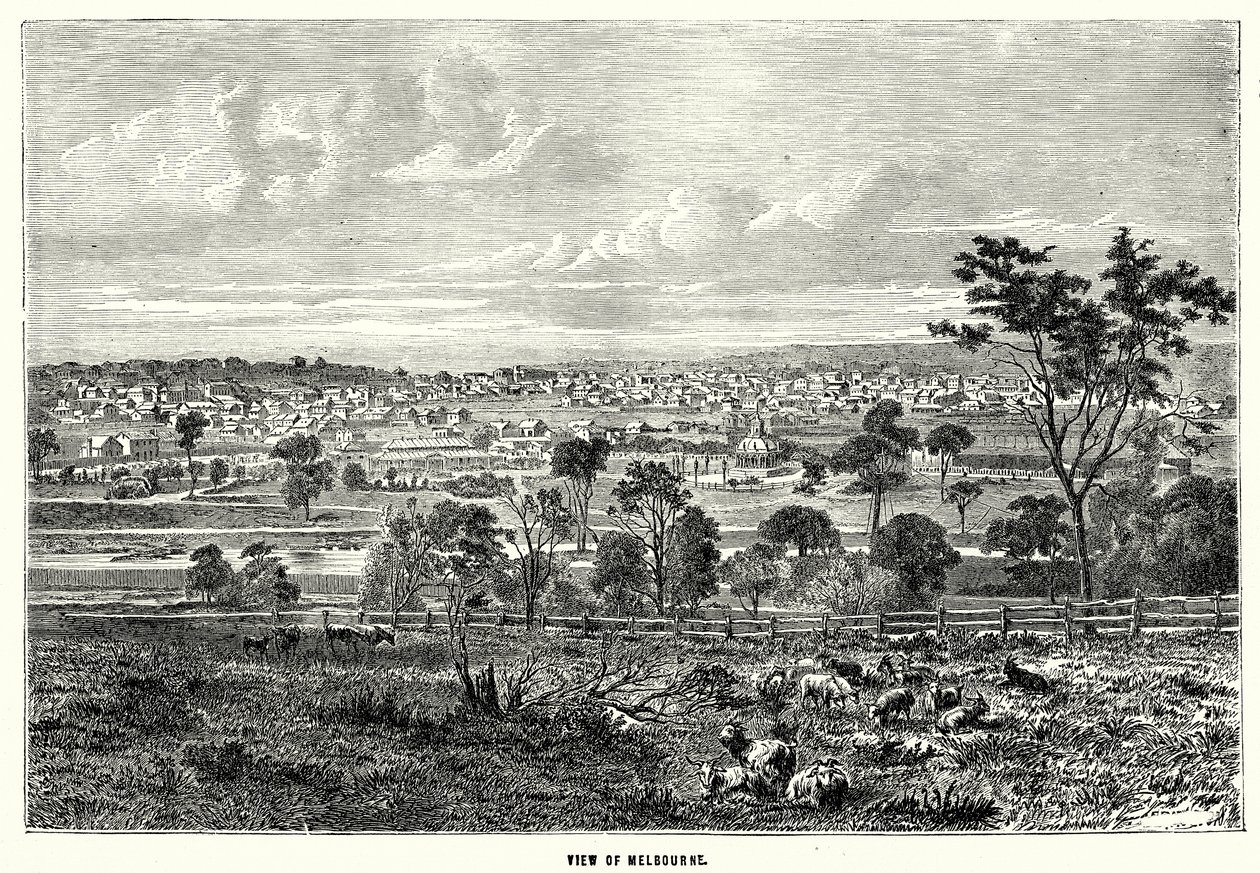 Melbourne manzarası (gravür) by English School