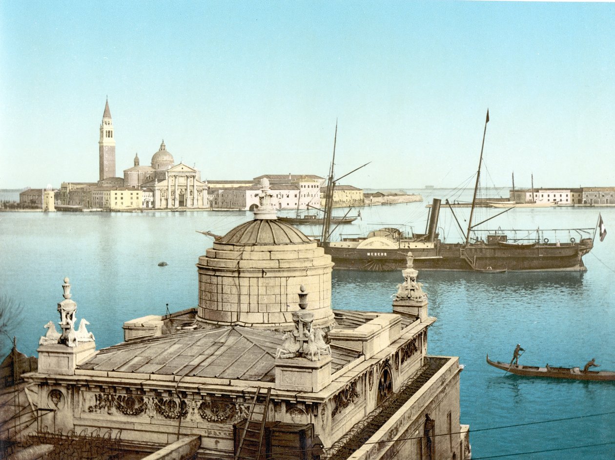 Venedik manzarası (el ile renklendirilmiş fotoğraf) by English School