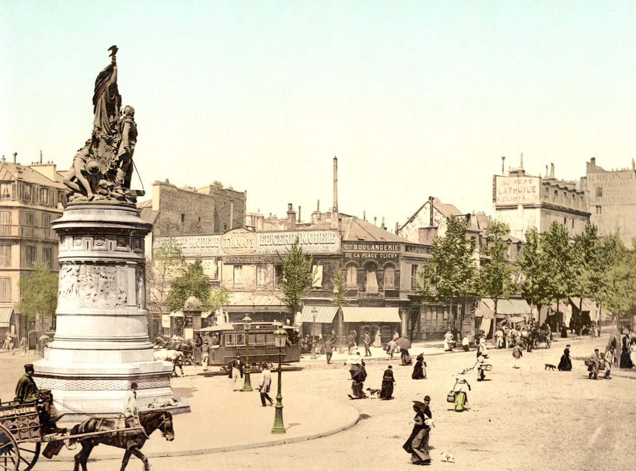 Bir Fransız şehrinin görünümü (el ile renklendirilmiş fotoğraf) by English School