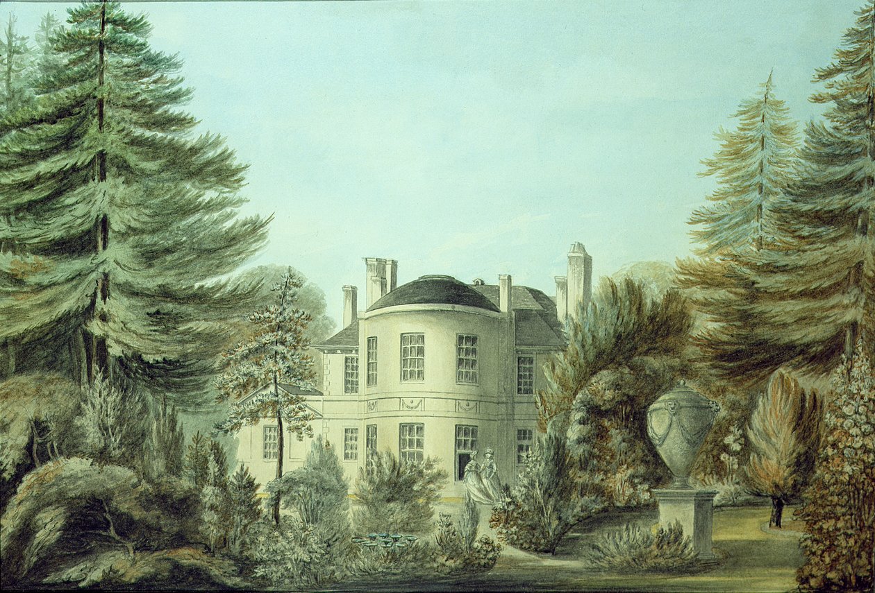 Bir Onsekizinci Yüzyıl Villasının Görünümü, c.1790 (kağıt üzerinde wc) by English School