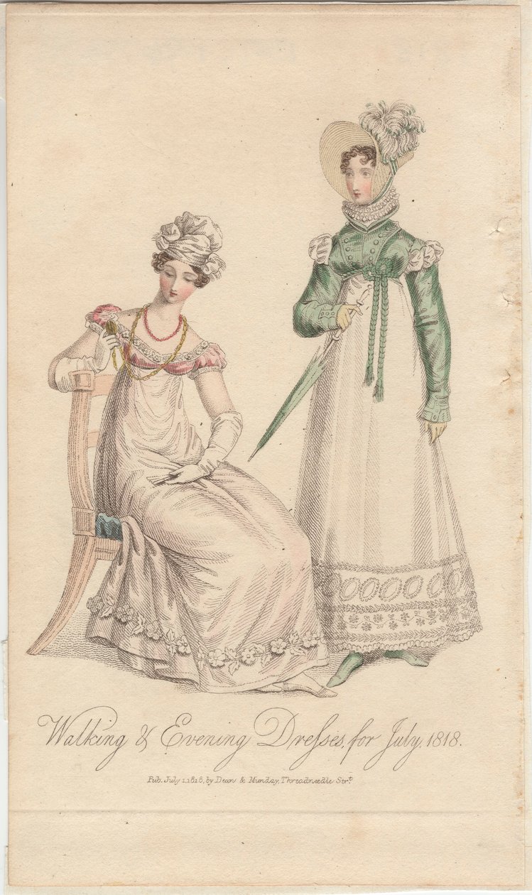 1818 Temmuz 1818 için yürüyüş ve abiye elbiseler by English School