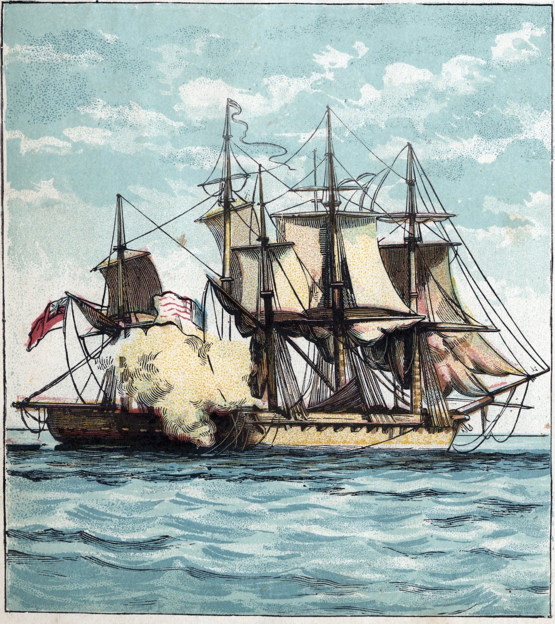 Amerika Birleşik Devletleri ve Büyük Britanya arasındaki 1812 Savaşı: Chesapeake firkateyni, 01/06/1813 tarihinde Boston açıklarında İngiliz firkateyni “” Shannon”a karşı deniz savaşı sırasında. 