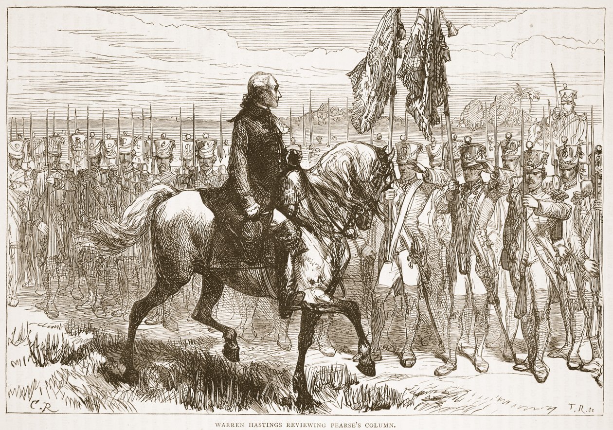 Warren Hastings Pears sütununu inceliyor, James Grant tarafından Cassells Illustrated History of India