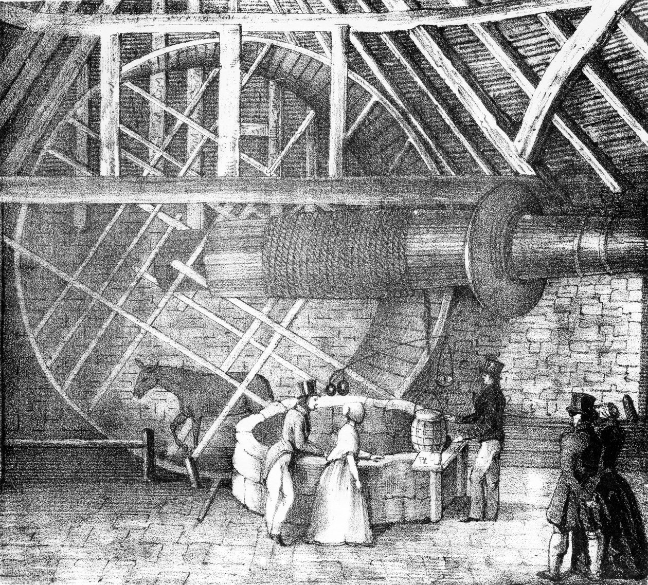 Eşek tarafından sürülen kuyu kaldırma, c.1870 by English School