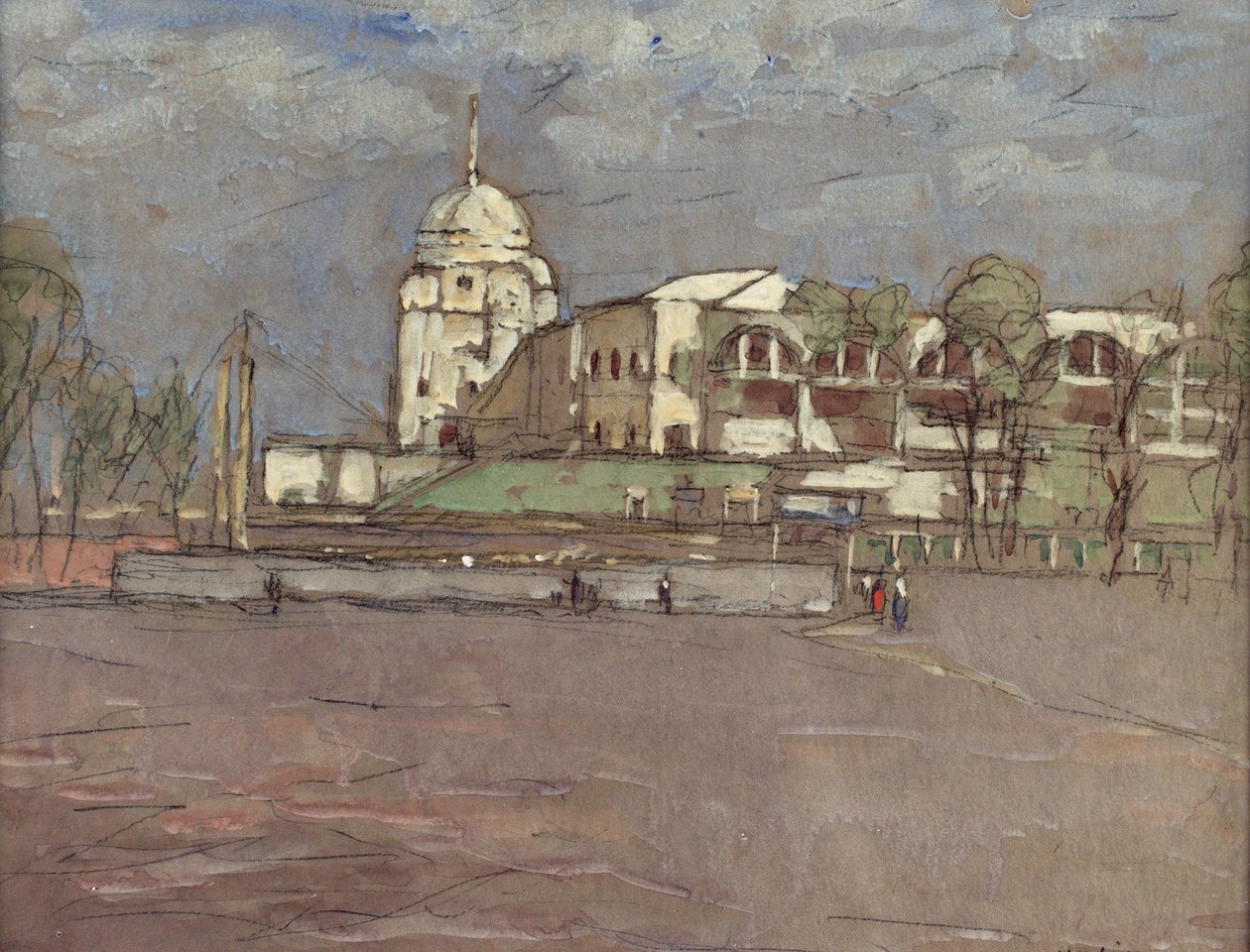 Wembley Stadyumu, 1923 (kağıt üzerinde wc ve kalem) by English School