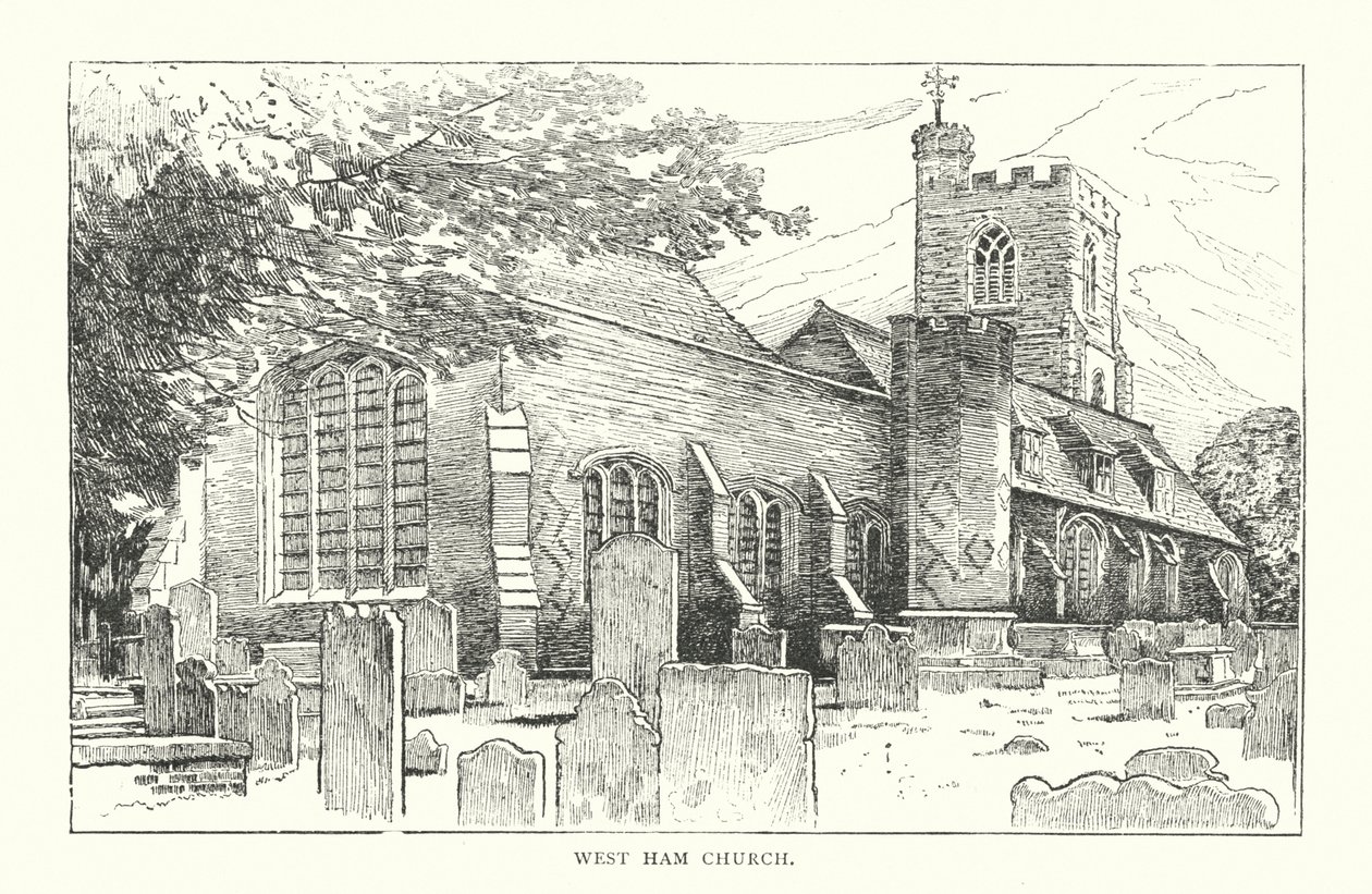 West Ham Kilisesi (gravür) by English School