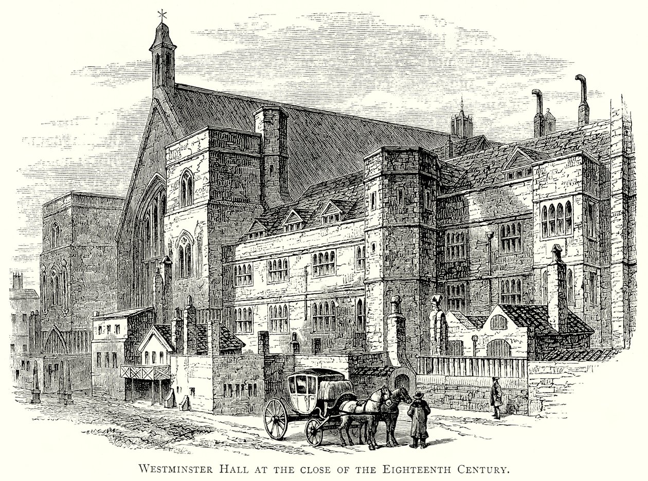 On sekizinci yüzyılın sonlarında Westminster Salonu (gravür) by English School