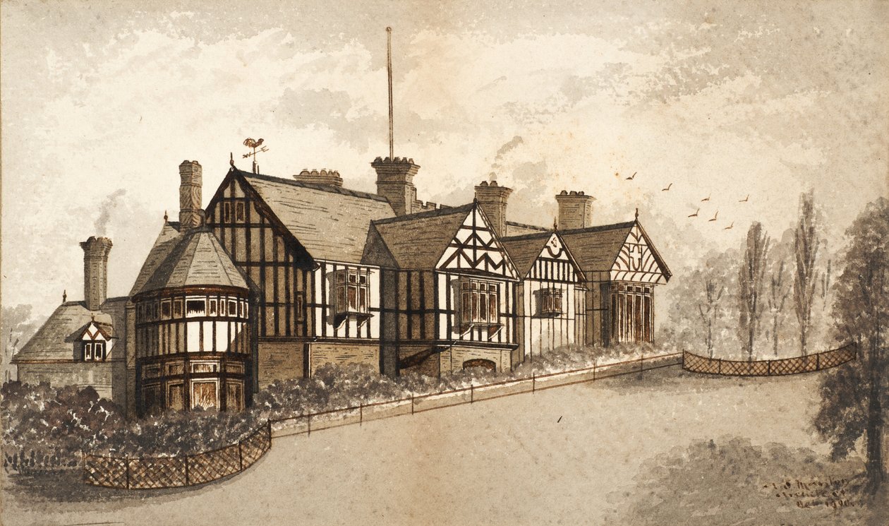 Wightwick Malikanesi (kağıt üzerine mürekkep) by English School