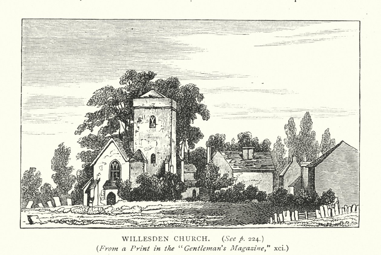 Willesden Kilisesi (gravür) by English School
