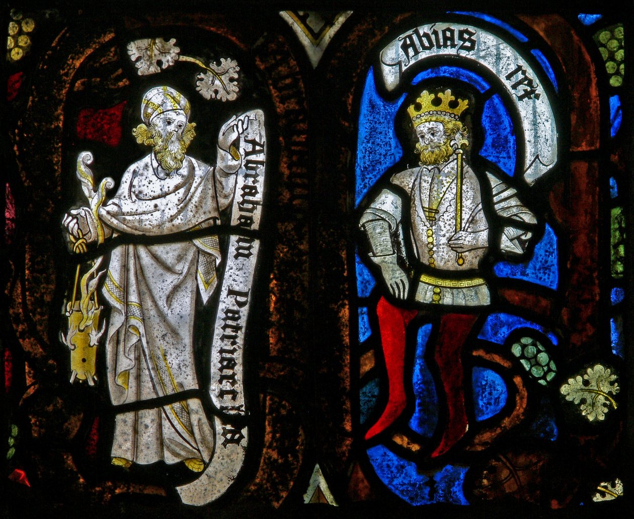 Jesse Ağacı figürlerini betimleyen Pencere Ew: Abraham ve Abias by English School