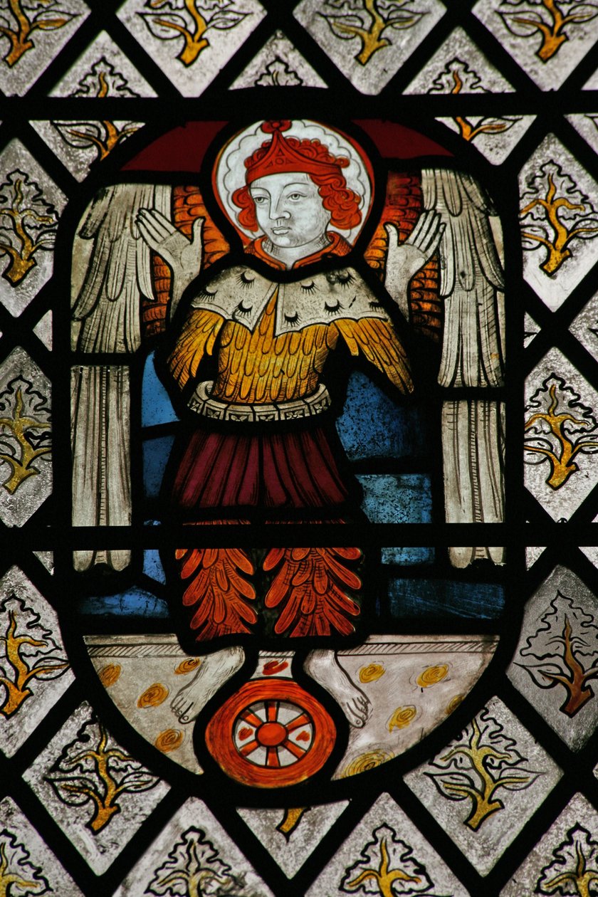 Melek Hiyerarşisini tasvir eden Pencere Na: Seraphim by English School